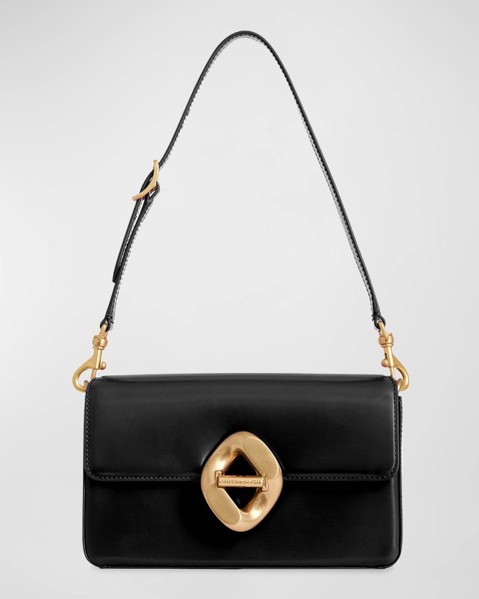 Small Oversize Ring Leather Shoulder Bag